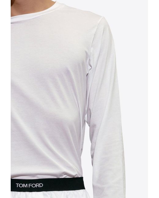 Tom Ford White Long-Sleeved Crewneck T-Shirt for men