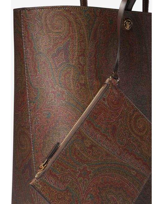 Etro Brown Xl Paisley Jacquard Essential Tote Bag