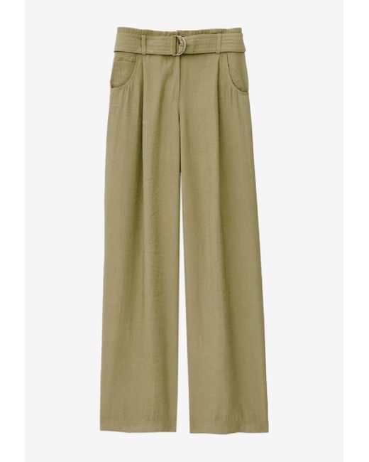 Ba&sh Green Dola Belted Flowy Pants