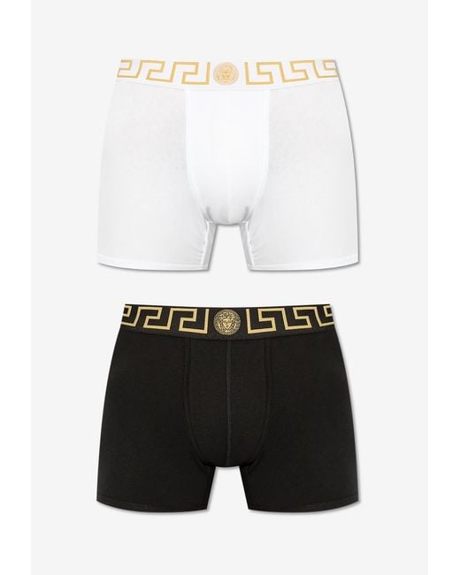 Versace Black Greca Border Long Trunks for men