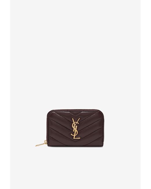 Saint Laurent White Cassandre Quilted Leather Zip Wallet
