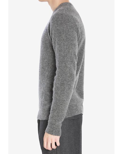 Roberto Collina Gray Crewneck Cashmere-Blend Sweater for men