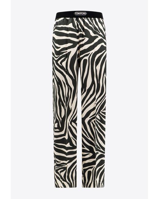 Tom Ford White Zebra Print Silk Pajama Pants