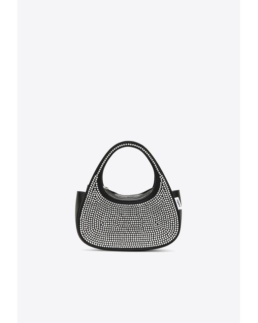 Coperni Black Micro Baguette Crystal Embellished Leather Swipe Bag