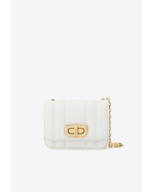 Ferragamo Mini Gancinibuckle Quilted Leather Shoulder Bag in White Lyst