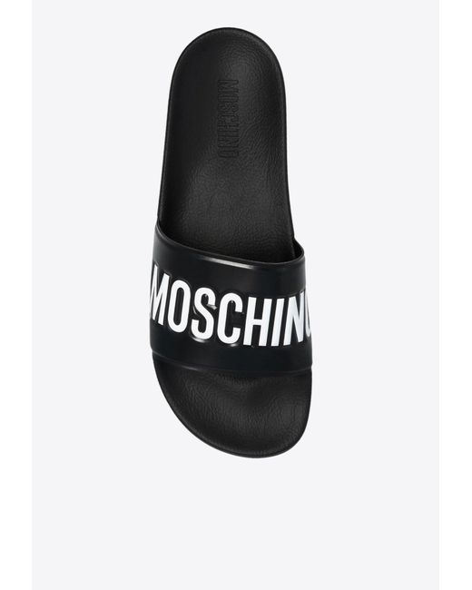 Moschino White Logo Rubber Slides for men