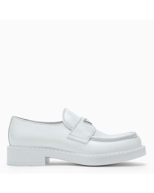 Prada White Brushed Leather Loafer - White for men
