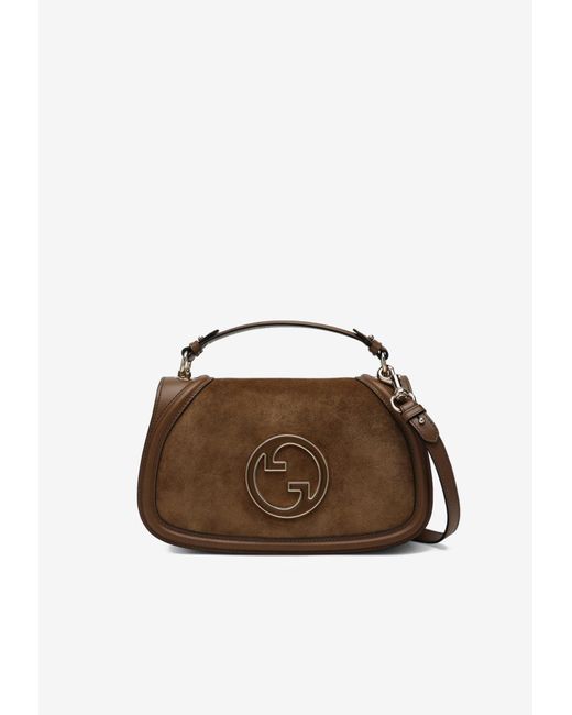 Gucci Brown Mini Blondie Suede Crossbody Bag