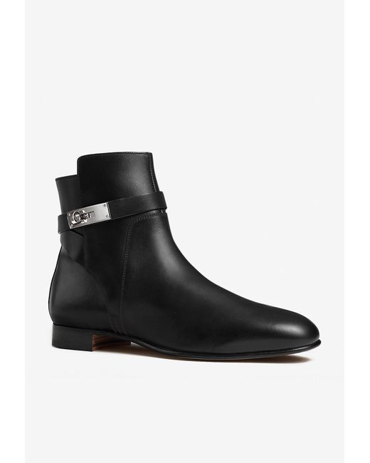 Hermès Black Neo Ankle Boots In Calfskin