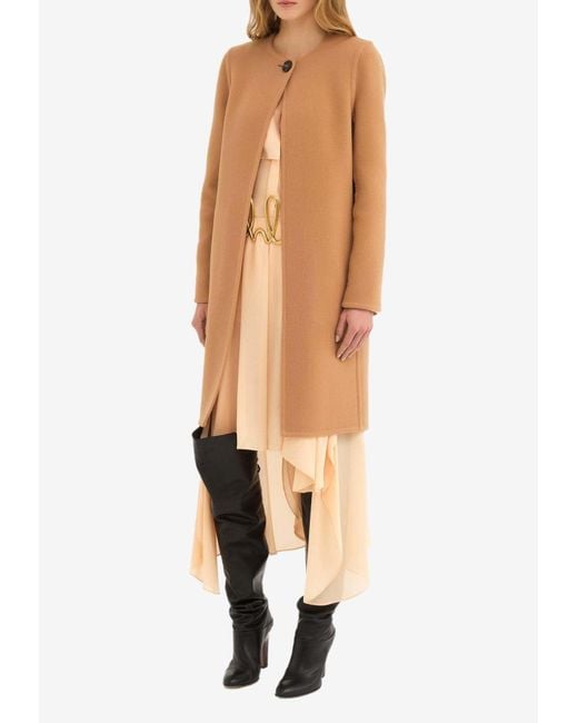 Chloé Natural Wool-Blend Cape Coat