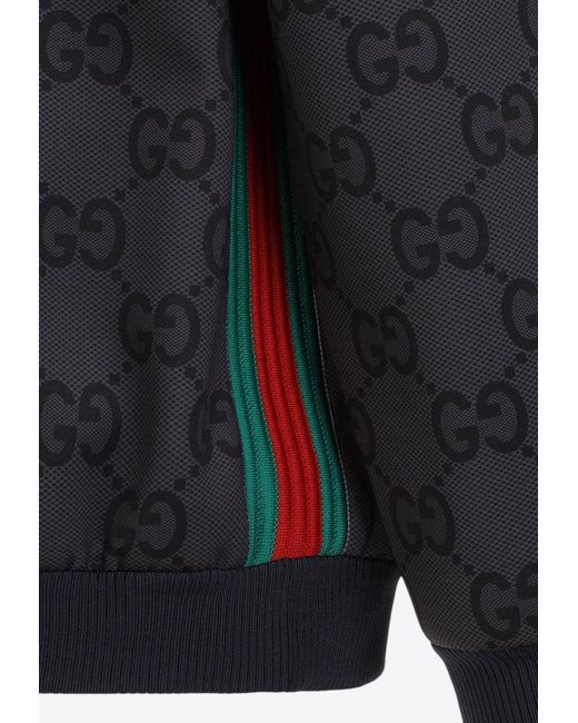 Gucci Black All-Over Logo Zip-Up Hooded Sweatshirt for men