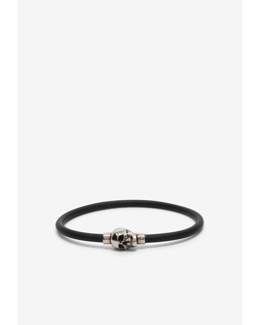 Alexander McQueen Rubber Cord Skull detail Bracelet in White for