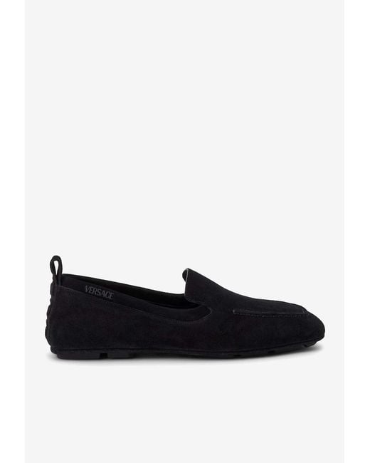 Versace Black Villa Suede Loafers for men