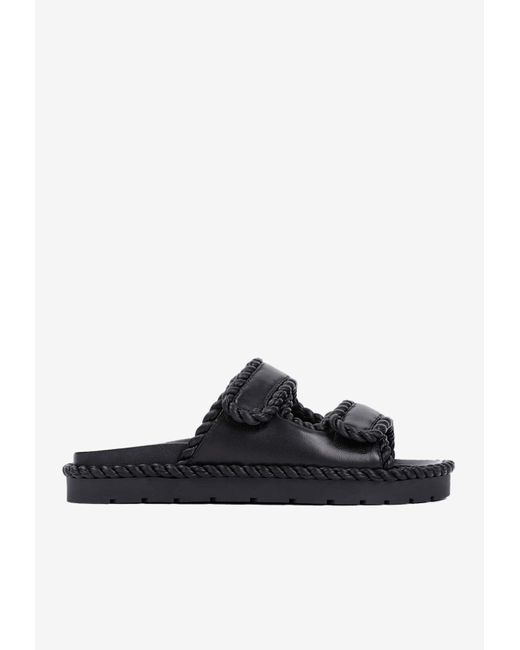 Bottega Veneta Black Jack Flat Leather Slides