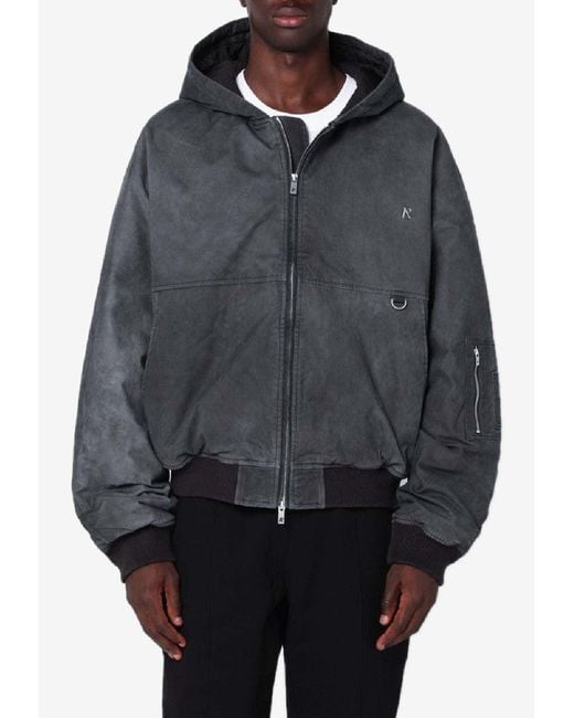 Represent Gray Zip-Up Faded Hooded Sweatshirt for men