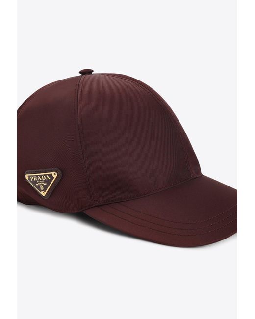 Prada Red Triangle Logo Baseball Cap