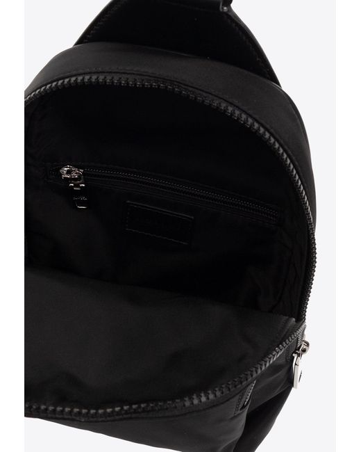 Dolce & Gabbana Black One-Shoulder Logo Print Backpack for men