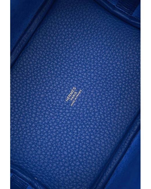 Hermes Picotin 22 Palladium Hardware Knitted Handle Bleu Encre
