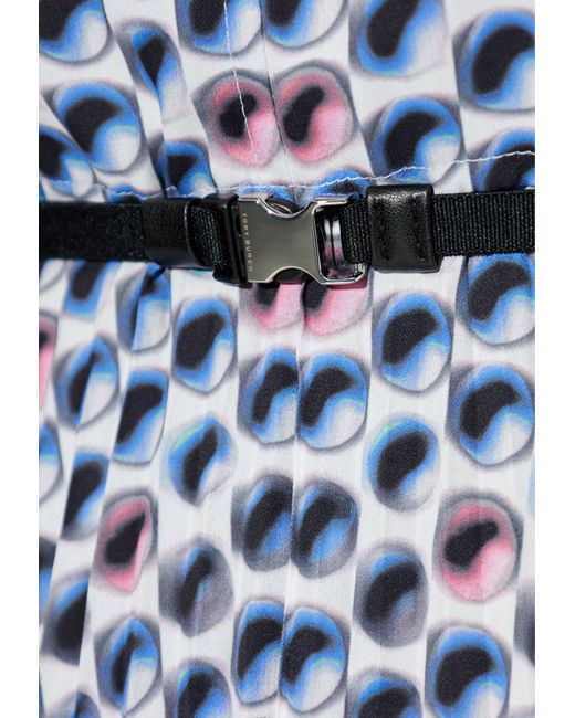Tory Burch Blue Printed Twill Crewneck Midi Dress