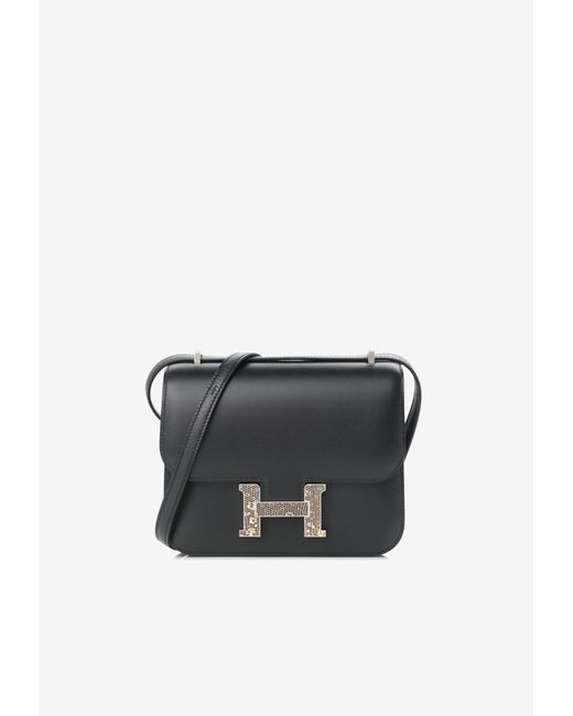 Hermès Constance 18 Shoulder Bag In Black Ombre Veau Monsieur Lizard