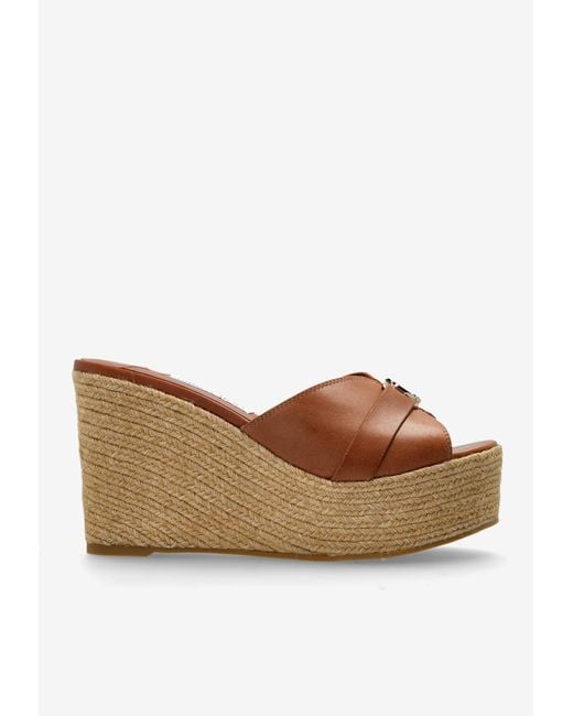 Jimmy Choo Brown Leda 100 Wedge Sandals