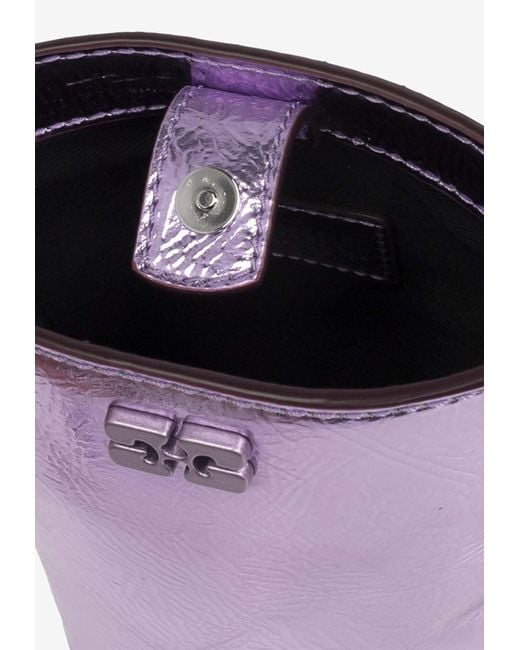 Ganni Bou Metallic Leather Crossbody Bag in Purple | Lyst