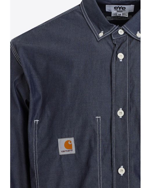 Junya Watanabe Blue X Carhartt Long-Sleeved Button-Down Shirt for men