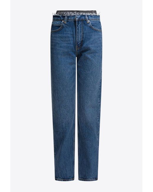 Alexander Wang Blue Straight-Leg Washed Jeans