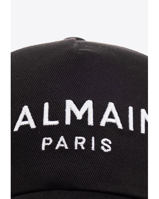 Balmain Black Logo-embroidered Cotton-twill Baseball Cap