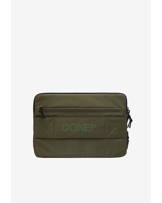 Rag & Bone Green Logo-Patch Laptop Briefcase for men