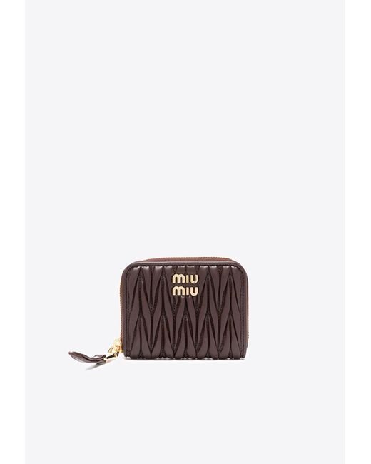 Miu Miu White Matelassé Leather Zip Wallet