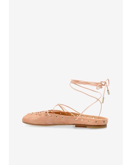 Chloé White Ghillies Lace-Up Ballet Flats