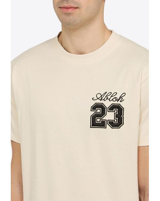 Off-White c/o Virgil Abloh Natural Logo Embroidered Crewneck T-Shirt for men