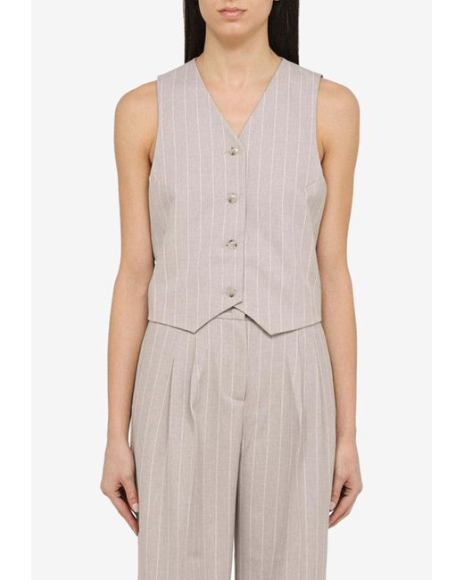 ANDAMANE Natural Pinstriped Waistcoat