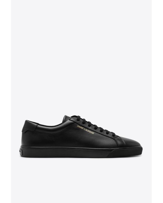 Saint Laurent Black Andy Leather Low-Top Sneakers for men