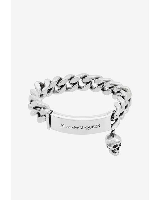 Alexander McQueen Metallic Identity Chain Bracelet for men