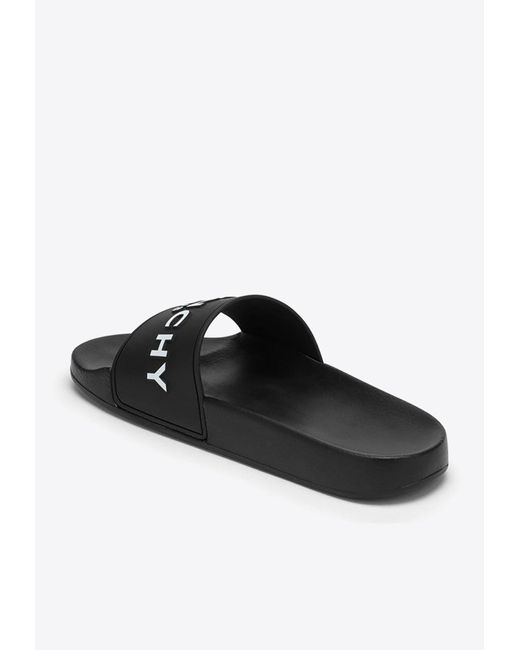 Givenchy White Logo Rubber Slides for men