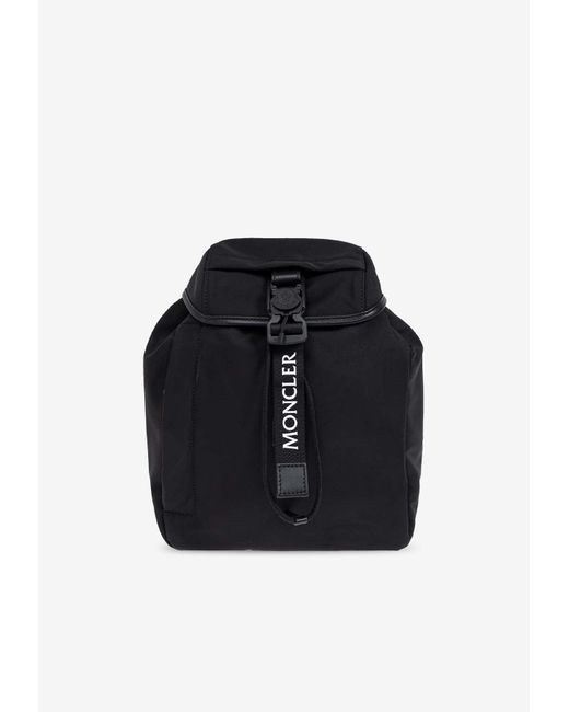 Moncler Black Trick Logo Print Backpack