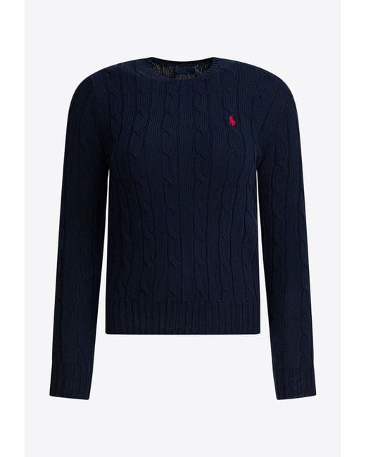 Polo Ralph Lauren Blue Cable-Knit Logo Sweater