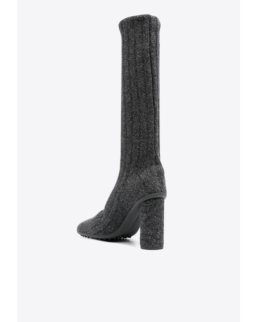 Bottega Veneta White Atomic 90 Ribbed Knit Knee-High Boots