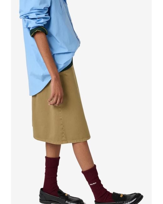 Miu Miu Natural Long-Sleeved Poplin Shirt With Scouts Scarf