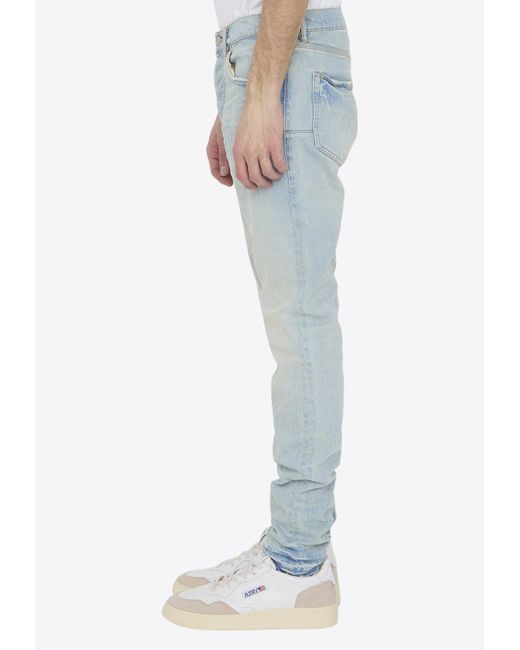 Purple Brand Blue Washed-Out Slim Jeans for men