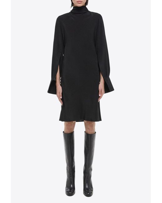 Helmut Lang Black Reversible Scarf Silk Knee-Length Dress
