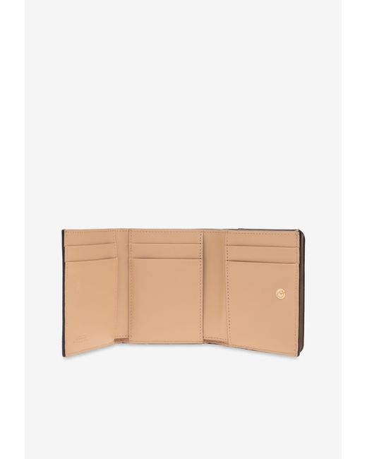 Fendi White Medium Flower Bouquet Tri-Fold Wallet