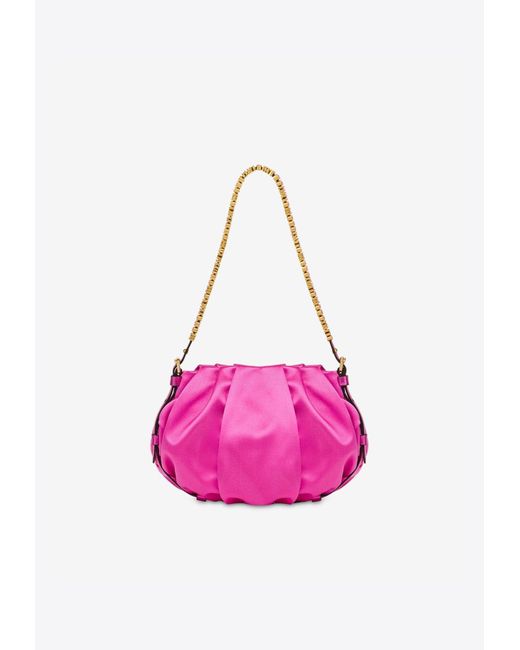 Moschino Pink Mini Lettering Satin Shoulder Bag