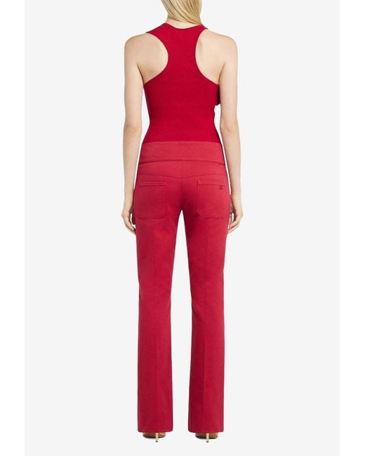 Courreges Red Bootcut Belted Pants