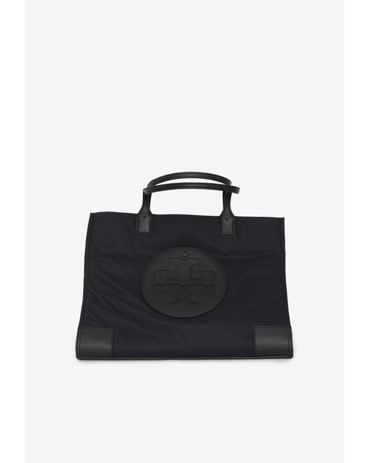 Tory Burch Black Ella Logo-Embossed Tote Bag