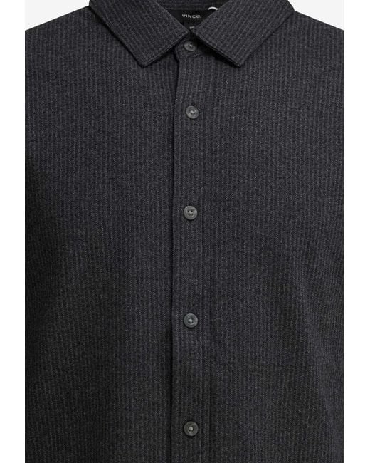 Vince Black Striped Buttoned Shirt for men