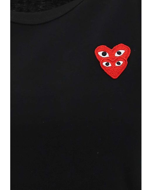 COMME DES GARÇONS PLAY Black Logo-Embroidered Crewneck T-Shirt