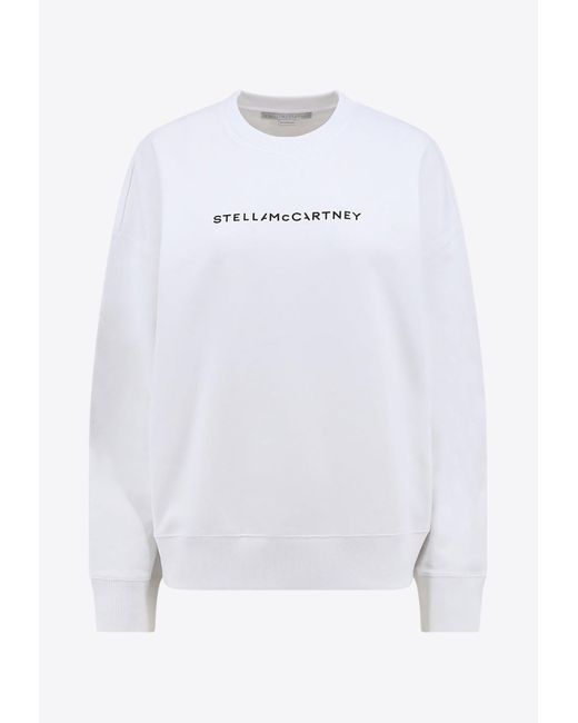 Stella McCartney White Logo Print Crewneck Sweatshirt